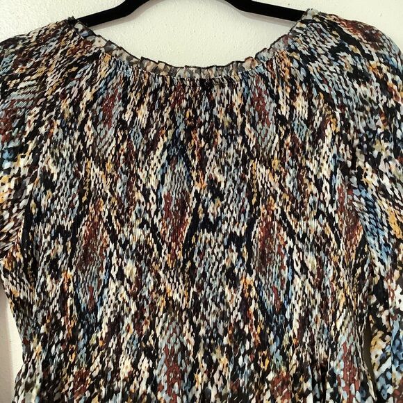 Spense Western Boho Multicolor Snakeskin Oversized Sheer Peasant Blouse Medium - Picture 10 of 12